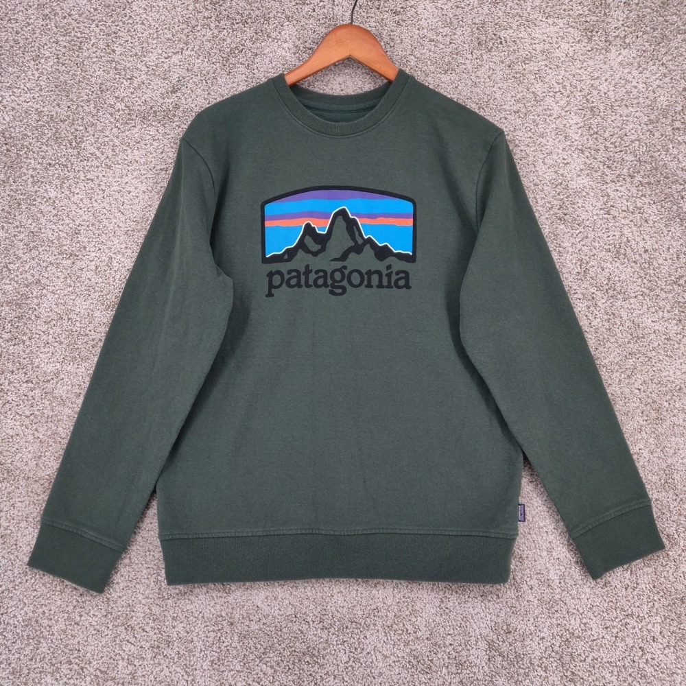 Patagonia Sweatshirt P-6 Uprisal Crewneck Pullover Mens Medium Green Logo